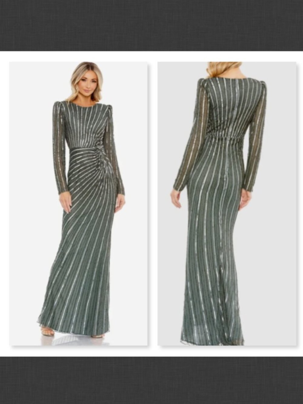 NEW $598 Mac Duggal 5641 Embellished Puff Sleeve Side Knot Gow Size 10
